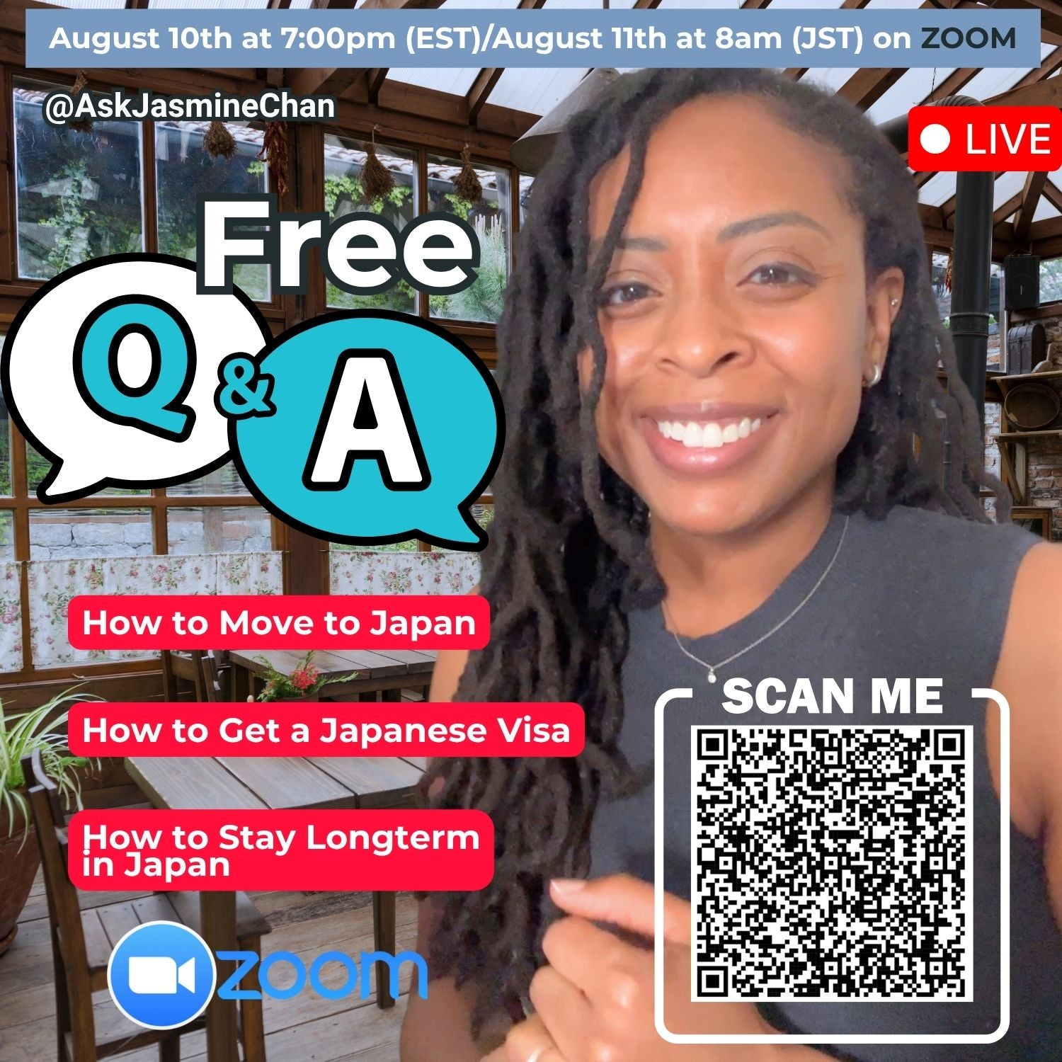 AskJasmineChan How to Move to Japan Livestream Q&A 8/10 at 7pm(EST)